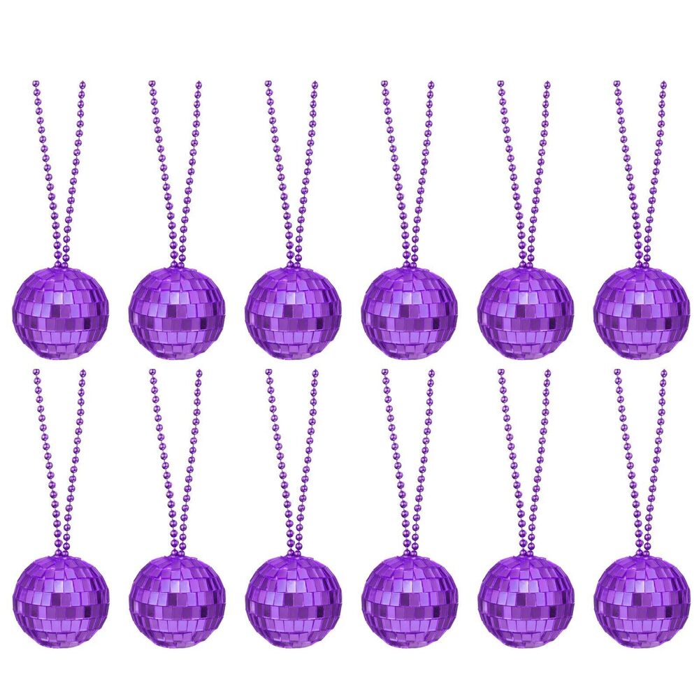 4819 12 Pcs Mirror Disco Ball Necklaces 1.6" Bulk Disco Ball